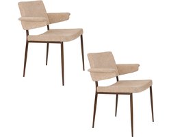Dutchbone Portland Eetkamerstoelen Armleuning Beige - Set van 2