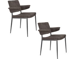 Dutchbone Portland Eetkamerstoelen met leuning Grijs - Set van 2