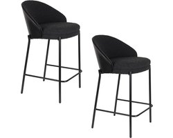 Dutchbone Rodin Barkrukken rugleuning 65 cm Bouclé Zwart - Set van 2