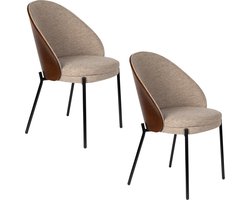 Dutchbone Rodin Eetkamerstoelen Beige - Set van 2