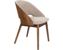 Dutchbone Velore Eetkamerstoel Walnoot/ Beige