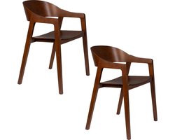 Dutchbone Westlake Eetkamerstoelen armleuning Walnoot - Set van 2