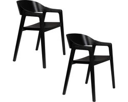 Dutchbone Westlake Eetkamerstoelen armleuning Zwart - Set van 2