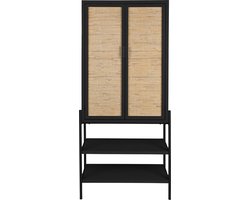 Dutchbone Yasu Kast/ Opbergkast Hoog Hout/ Metaal Zwart