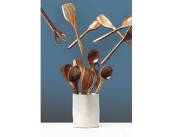 Dutchdeluxes - Handgemaakt - Luxe - Acacia - Keukengerei set - 5 keukenhulpjes - Bruin