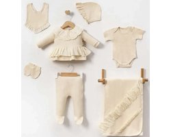 Dutchdreumes newborn babyset Little Mademoiselle beige maat 50/56 7 delige set