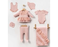 Dutchdreumes newborn babyset Little Mademoiselle roze maat 50/56 7 delige set