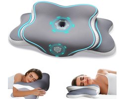 Dutchers® Ademvrij Hoofdkussen – Vlinderkussen - Verkoelend Kussen – Anti Snurk – Orthopedisch Traagschuim Nekkussen - Nekklachten – Ergonomisch Vlinder Slaapkussen – Cervicaal Hoofdkussen – Memory Foam Bedkussen