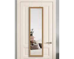 Dutchers® Deurspiegel - 95x34cm - Passspiegel - Spiegel op maat - Staande Spiegel - Badkamerspiegel - make-up - incl Deurhanger - Lichtbruin