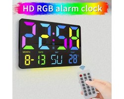 Dutchers® Digitale wandklok met afstandsbediening - Wekker - Groot Display - Digitale Thermometer Binnen - Te gebruiken als Dementieklok - Dementie klok