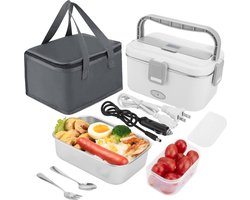 Dutchers® Elektrische Lunchbox – 1.8L RVS Warmhoudbox met Bestek, Draagtas & Autolader – Voor Werk, Reizen & Buitenactiviteiten - RVS voedselcontainer - Vershouddoos - Verwarmbare Bentobox - Mealprepbakje - Broodtrommel Volwassenen