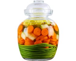 Dutchers® Fermentatiepot - 2500ml - Fermenteren - Zuurkoolpot - Kimchipot - Fermentatie - Met waterslot - Glas - Glazen fermentatie pot - Kefir - Kimchi - Fermentation - Weckpot - Inmaakpot