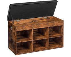 Dutchers® Halbankje met zitkussen - Opbergbank - Schoenenrek - Schoenenkast - Halbank - Opberger - Industrieel