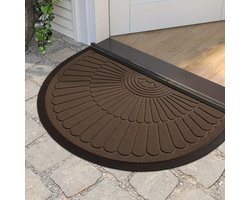 Dutchers® Halfronde Deurmat - 75cm x 50cm - Droogloopmat - Schoonloopmat - Vloermat Binnen en Buiten - Rubberen Mat - Water afdrijvend - Bruin
