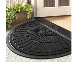 Dutchers® Halfronde Deurmat - 80cm x 50cm - Droogloopmat - Schoonloopmat - Vloermat Binnen en Buiten - Rubberen Mat - Water afdrijvend