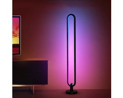Dutchers.® LED Vloerlamp - Multicolor RGB Staande Lamp - 104 cm - U-vorm - Led - Zwart - Modern- Afstandsbediening - Kamer Decoratie - Dimbaar