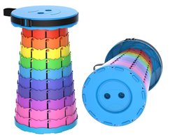 Dutchers® Opvouwbare Kruk - Telescopische Campingstoel - Lichtgewicht & Verstelbaar tot 200kg Belastbaar - Inklapbare Stoel - Campingkruk - Regenboogkleur - Ideaal als Visstoel, Kinderstoel, Reisstoel & Buitenstoel - Multicolor