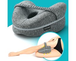 Dutchers.® Orthopedisch Kniekussen met Riem - Zijslaapkussen voor in bed - Ergonomisch Beenkussen - Heupklachten - Artrose - Houding correctie - Donkergrijs