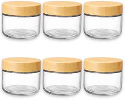Dutchers.® Overnight Oats Bekers- 300ml - Potjes van Glas - 6 Stuks - Glazen Potjes met Deksel - Muesli Beker - Lunchpot - Yoghurtbeker - Beker To Go - Milieuvriendelijk - Glas & Bamboe - Sterk Sluitsysteem - Ontbijt & Lunch - Luchtdicht