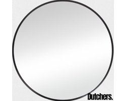 Dutchers® Ronde Spiegel - Moderne Wandspiegel - Hal Spiegel - Badkamer - Huiskamer - Slaapkamer - Toilet - 50 Cm - Zwart