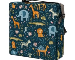 Dutchers® Stoelverhoger voor Kinderen - Jungledieren Thema – 8cm Verhoogkussen – Zitverhoger voor Eettafel & Eetkamerstoel – Peuter Stoelverhoger - Zitverhoger voor eetkamerstoel - Stoelkussen waterdicht – Zitkussen Tafel - Veilig met Riemen