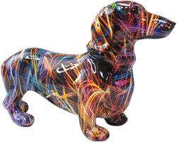 Dutchers® Teckel Standbeeld - Kunstwerk - Handgeschilderd - Voor de Teckel Liefhebber - Voor de Hondenliefhebber - Uniek als geschenk - Woondecoratie - Designbeeld - Kunst - Multicolor