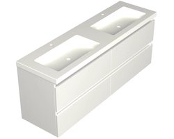 Dutchline Badmeubel Onderkast - Glans Wit - 160x46cm - 4 Lades - 2 Uitsparingen