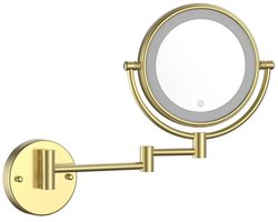 DutchLine - Make-Up LED Spiegel, 5x zoom – Geborsteld messing Goud