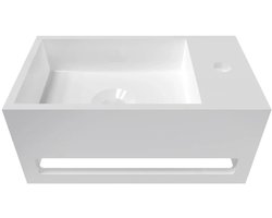 DutchLine - Solid.Surface Fontein Met Handdoekrek - Glans Wit Rechts - 356x203x159mm