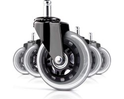 DutchOne Bureaustoel wieltjes 11 mm - Bureaustoel wielen 11mm - Bureaustoelwielen - Bureaustoel wieltjes voor laminaat & PVC & harde vloer - Set van 5