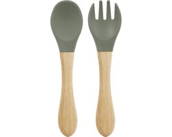 Dutsi - Baby Bestekset - Hout & Siliconen - Sage