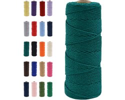 Duurzaam 2mm Donkergroen Macramé Garens - Natuurlijke Katoen Draad voor Creatieve Knutselprojecten, Boho Decoratie en Wanddecoratie - 100m Katoen Koord