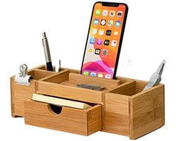 Duurzame Bamboe Bureau-Organizer met Laden, Opbergvakken en Pennenhouder - Ideaal voor Thuis en Kantoor