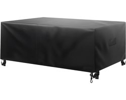 Duurzame Buitenmeubelhoes, 420D Waterdichte Bescherming voor Patio -Eetgelegenheden, Grote Rechthoekige Tafelbedekking Met Luchtopening voor Alle Weersomstandigheden, 126 X 63 X 28 Inch, Zwart
