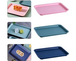 Duurzame en Antislip Rectangulaire Dienbladen voor Restaurants en Keukens, Ideaal voor Fastfood, Fruit en Thee, Verkrijgbaar in Blauw, Groen en Roze