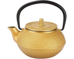 Duurzame gietijzeren theepot van 0,3L voor losse thee met infuser, geschikt voor ceremonieel matcha gebruik en veilig voor op het fornuis
