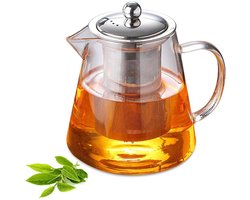 Duurzame glazen theepot - hittebestendig - 1,3 liter - borosilicaatglas