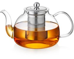 Duurzame glazen theepot met infuser - hittebestendig - 1 stuk