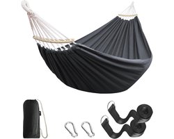 Duurzame hangmat voor de tuin met 40 cm houten stang en accessoires