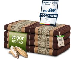 Duurzame klapmatras van kapok - 200x80x8cm - gastenmatras, plooibare matras voor van, ecologische yogamat, klapbaar gastenbed, ligstoel voor tuin en balkon (Bruin)