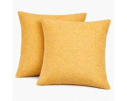 Duurzame Kussenhoezen 40x40 cm Set van 2 – Gerecycled Polyester – Geel - Moderne Structuur Stof met Rits