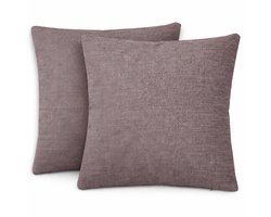 Duurzame Kussenhoezen 40x40 cm Set van 2 – Gerecycled Polyester – Grijs-Paars - Moderne Structuur Stof met Rits