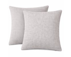 Duurzame Kussenhoezen 40x40 cm Set van 2 – Gerecycled Polyester – Licht Grijs - Moderne Structuur Stof met Rits