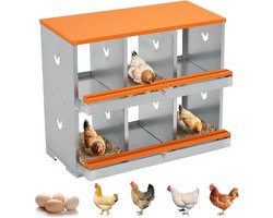 Duurzame metalen legnest voor kippenhokken – 6 geventileerde compartimenten, eenvoudig eieren rapen, ontwerp met twee lagen, accessoire voor kippenhokken, oranjerood, dubbele laag, 6 compartimenten