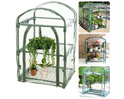 Duurzame Plantenkas - Tuinkas - 2 Verdiepingen - 50 x 45 x 84 cm - Mini-kas voor Tuinliefhebbers - Kweekkas