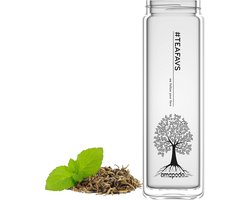 Duurzame theedrinkfles - ideaal voor onderweg - 1 stuk - glas - 400ml