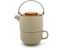 Duurzame theepot met mok - Scandinavisch design - 1 stuk - aardewerk