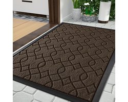 Duurzame voordeurdeurmatten, robuuste en waterabsorberende, vuilbestendige vloermatten, voor binnen en buiten. Met antislip achterkant, 75 x 43 cm, bruin