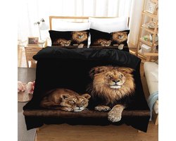 Duvet Cover 200 x 200 cm met Leeuw Motief - Modern 3D Microfiber Bedlinnen