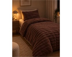 Duvet Flannel fleece rib Dark brown 140x 200cm